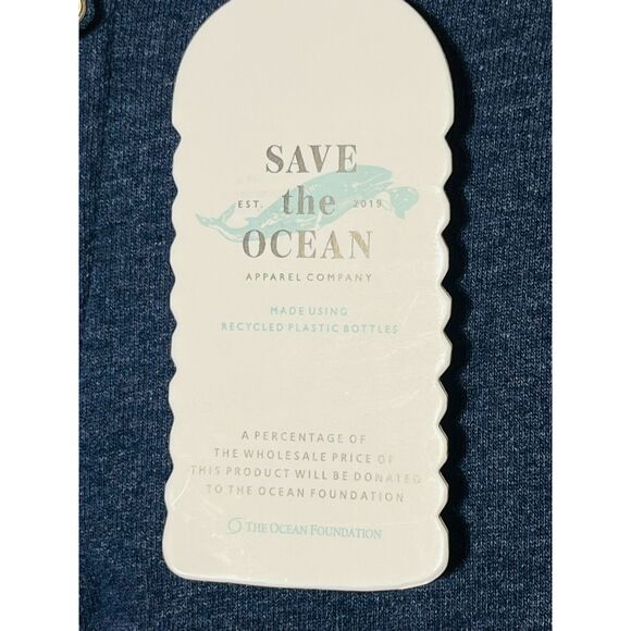 NWT Roffe Save the Ocean Blue Pullover 1/4 Zip Sustainable Material Medium - Picture 5 of 7